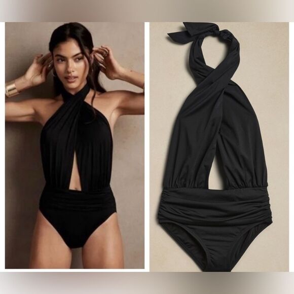 Banana Republic Black Wrap Halter One-Piece Swimsuit - Picture 13 of 13